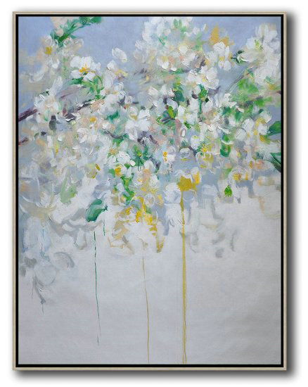 Hame Made Extra Large Vertical Abstract Flower Oil Painting #ABV0A25 - Click Image to Close